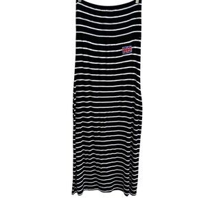 Union Jack Y2K Black White Striped Strapless Smocked Tube Top Stretch Maxi Dress